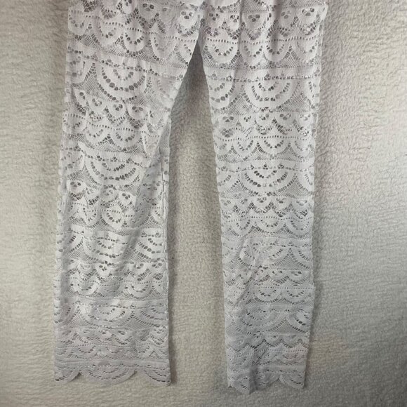 Miken Junior's Scalloped Hem Solid Crochet White Swim Cover Up Pants Size XS NWT - Picture 13 of 16